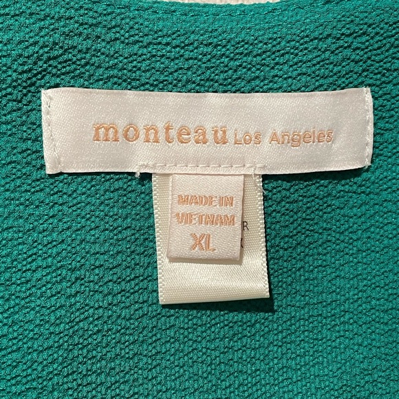 Monteau Green Short-Sleeve Blouse with Tie - Picture 3 of 5